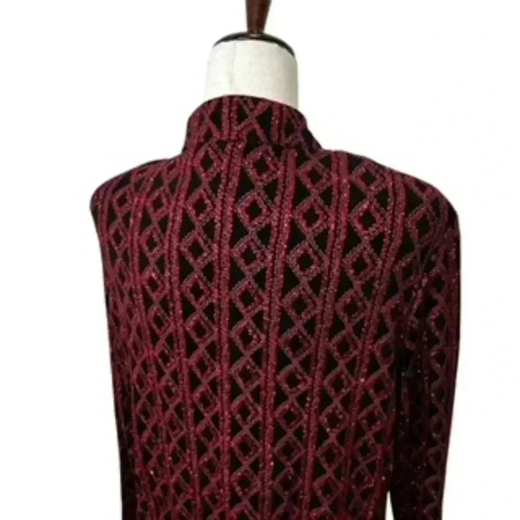 Vintage ONYX Nite Red Geometric Glitter Jacket Women’s Sz XL - Picture 8 of 12